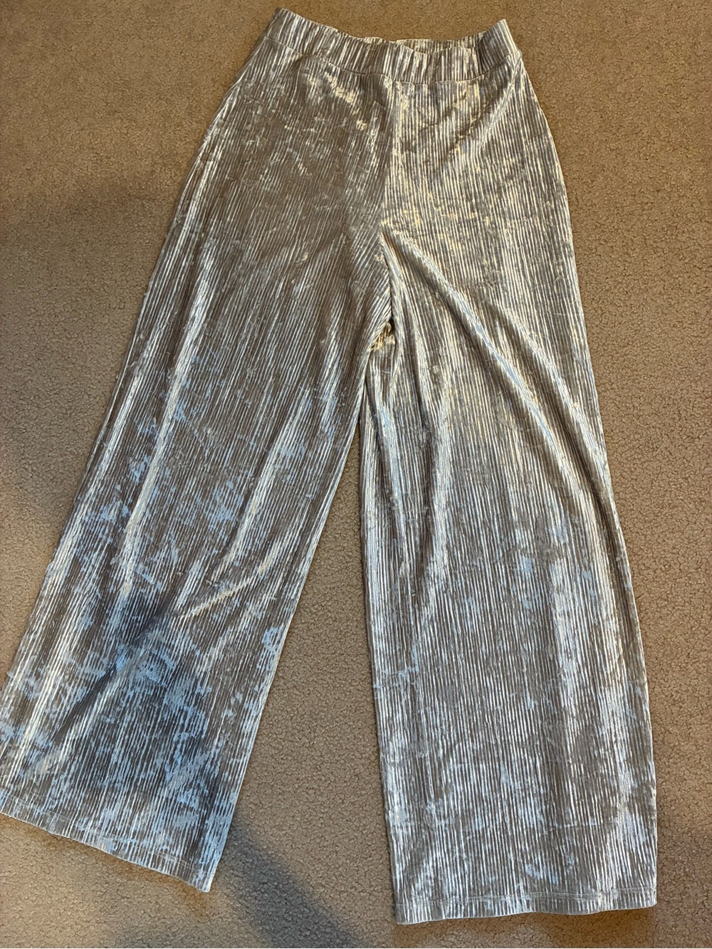 Banana Republic Metallic Silver Velvet Wide Leg Pants